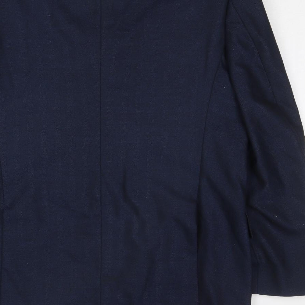 Flannels Mens Blue Wool Jacket Suit Jacket Size 40 Regular