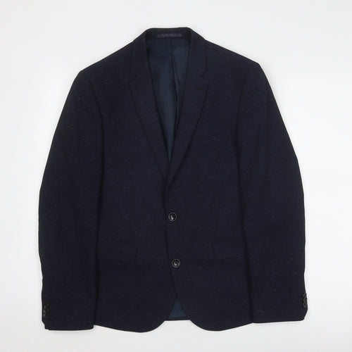 Marks and Spencer Mens Blue Polyester Jacket Blazer Size 38 Regular - Flecked