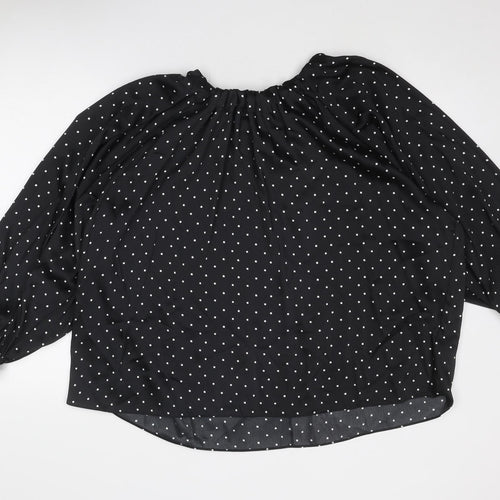 Marks and Spencer Womens Black Geometric Polyester Basic Blouse Size 20 Boat Neck