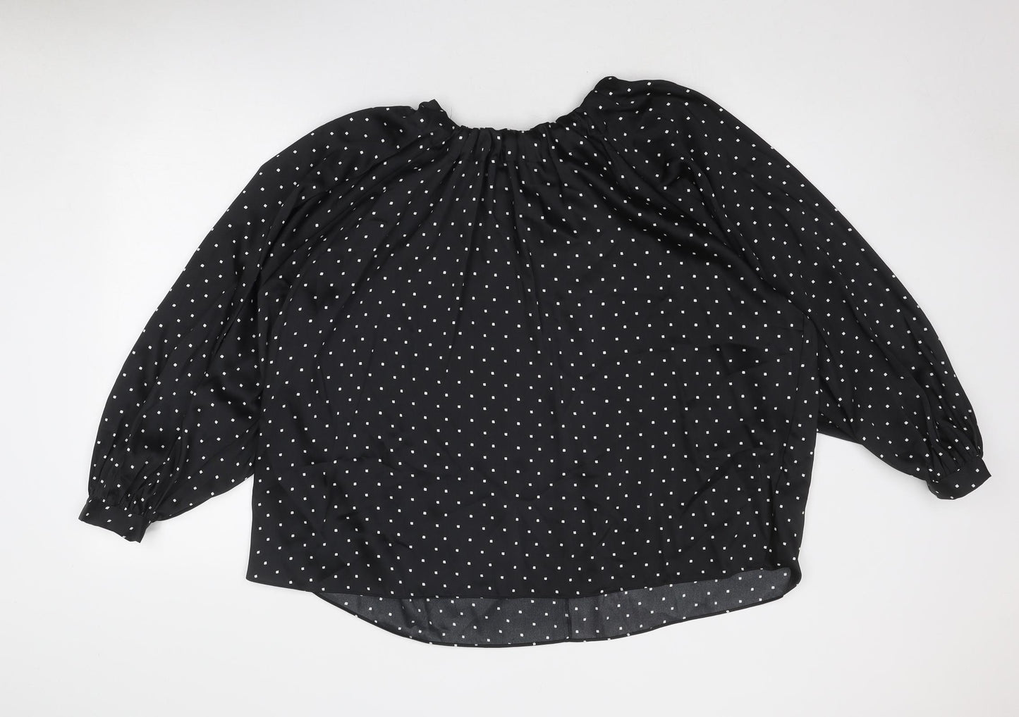Marks and Spencer Womens Black Geometric Polyester Basic Blouse Size 20 Boat Neck