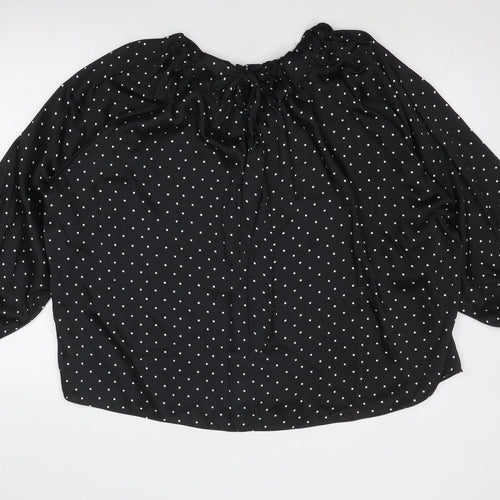 Marks and Spencer Womens Black Geometric Polyester Basic Blouse Size 20 Boat Neck