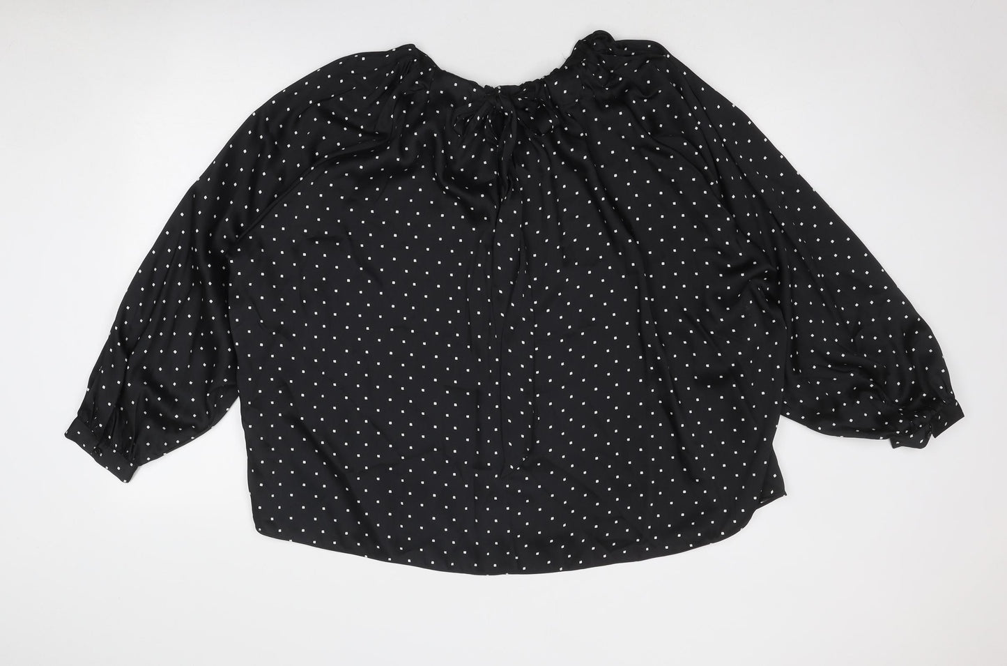 Marks and Spencer Womens Black Geometric Polyester Basic Blouse Size 20 Boat Neck