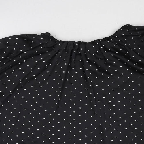 Marks and Spencer Womens Black Geometric Polyester Basic Blouse Size 20 Boat Neck