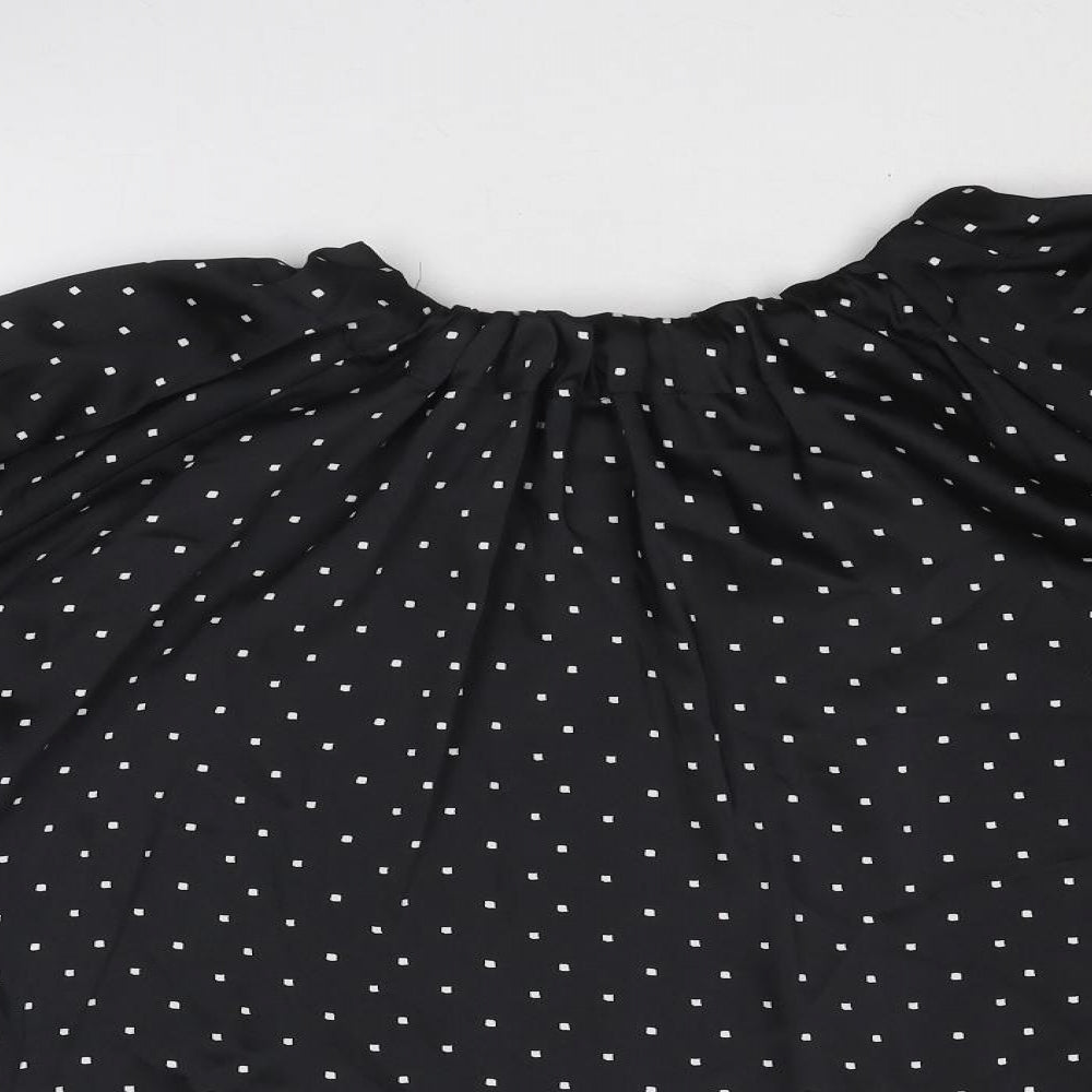 Marks and Spencer Womens Black Geometric Polyester Basic Blouse Size 20 Boat Neck