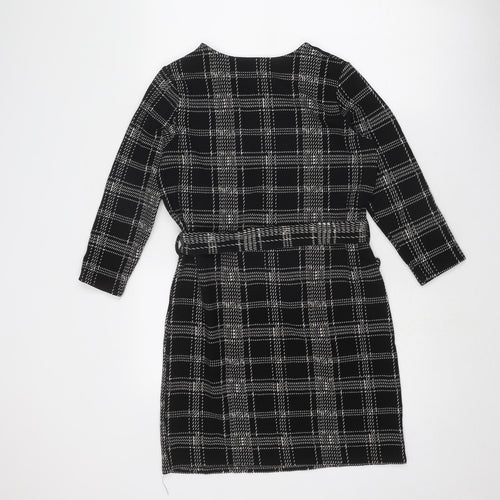 New Look Womens Black Geometric Polyester Shift Size 8 Round Neck Pullover