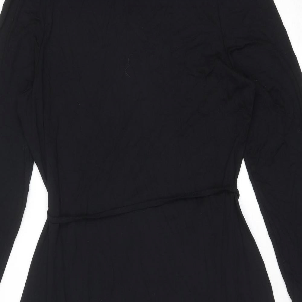 Marks and Spencer Womens Black Viscose A-Line Size 16 Round Neck Pullover