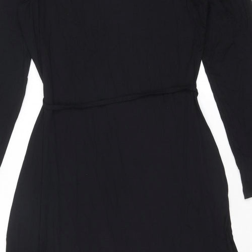 Marks and Spencer Womens Black Viscose A-Line Size 16 Round Neck Pullover