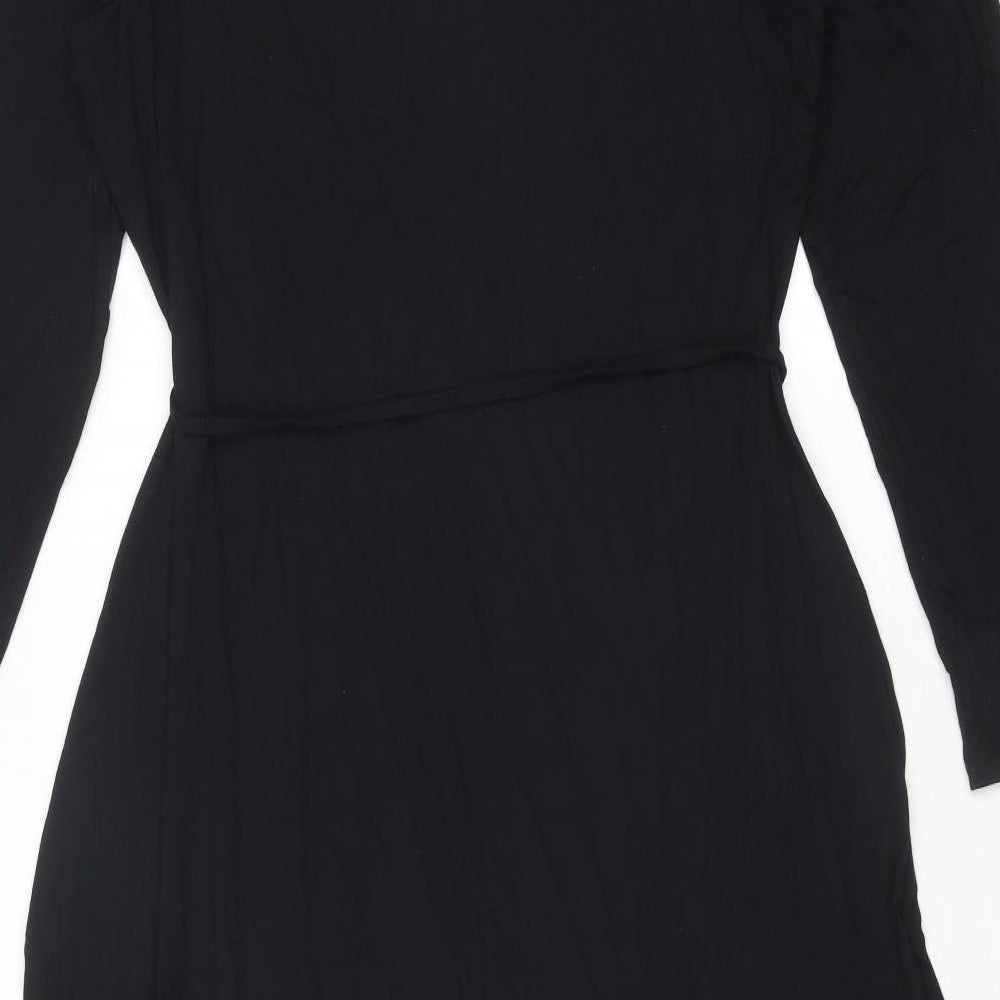 Marks and Spencer Womens Black Viscose A-Line Size 16 Round Neck Pullover