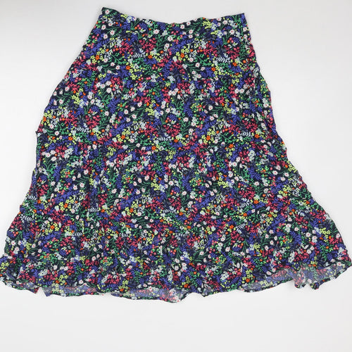 Marks and Spencer Womens Multicoloured Floral Viscose Swing Skirt Size 14 Zip