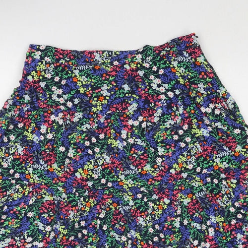Marks and Spencer Womens Multicoloured Floral Viscose Swing Skirt Size 14 Zip