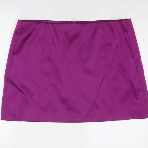 Marks and Spencer Womens Purple Polyester A-Line Skirt Size 20 Zip
