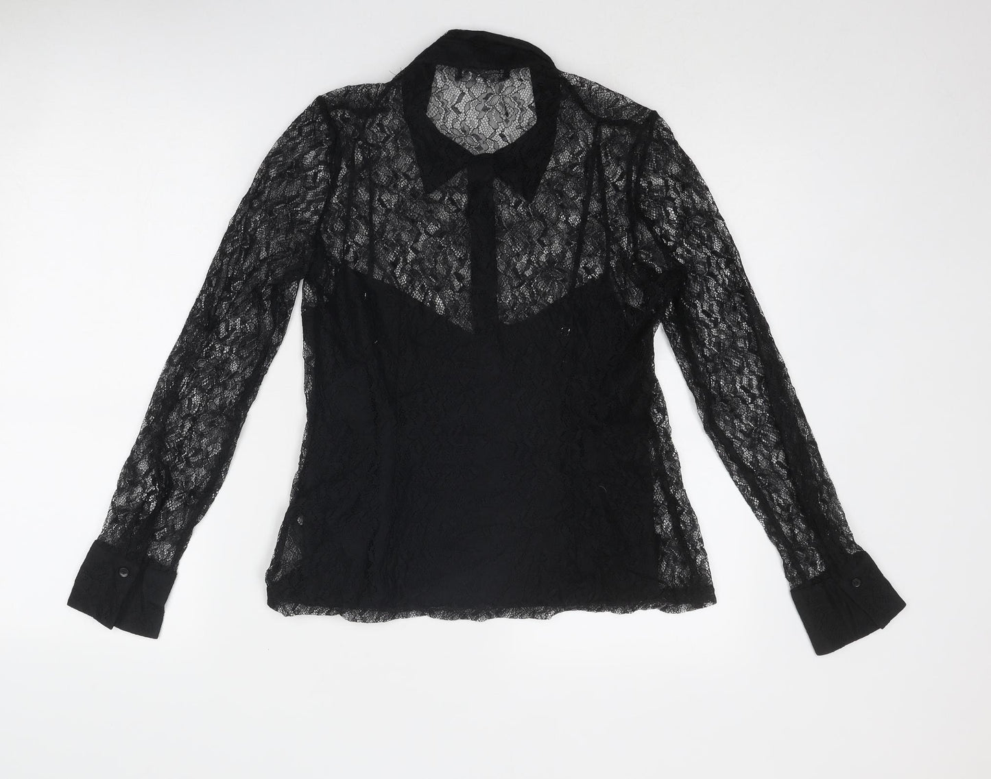 Marks and Spencer Womens Beige Polyamide Basic Button-Up Size 10 Collared