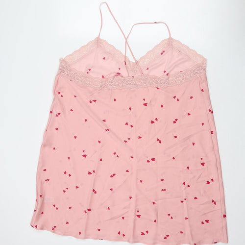 Marks and Spencer Womens Pink Geometric Polyester Cami Dress Size 24 - Heart Print