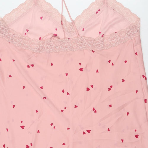 Marks and Spencer Womens Pink Geometric Polyester Cami Dress Size 24 - Heart Print