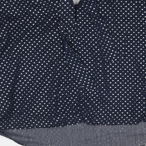 Marks and Spencer Womens Blue Polka Dot Polyester Basic Blouse Size 14 Round Neck