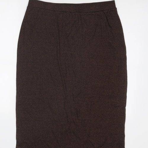 Marks and Spencer Womens Brown Cotton A-Line Skirt Size 16