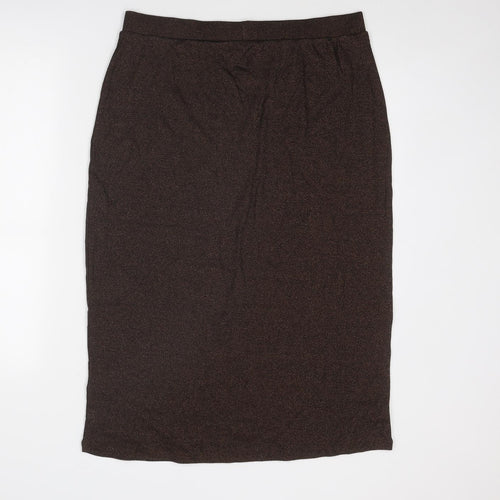 Marks and Spencer Womens Brown Cotton A-Line Skirt Size 16