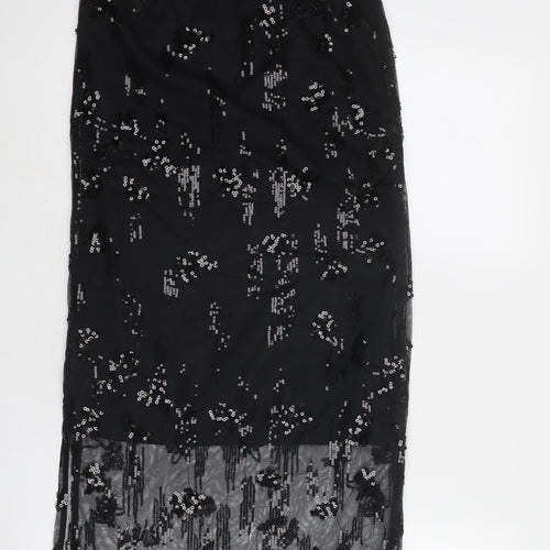 Marks and Spencer Womens Black Geometric Polyester A-Line Skirt Size 6