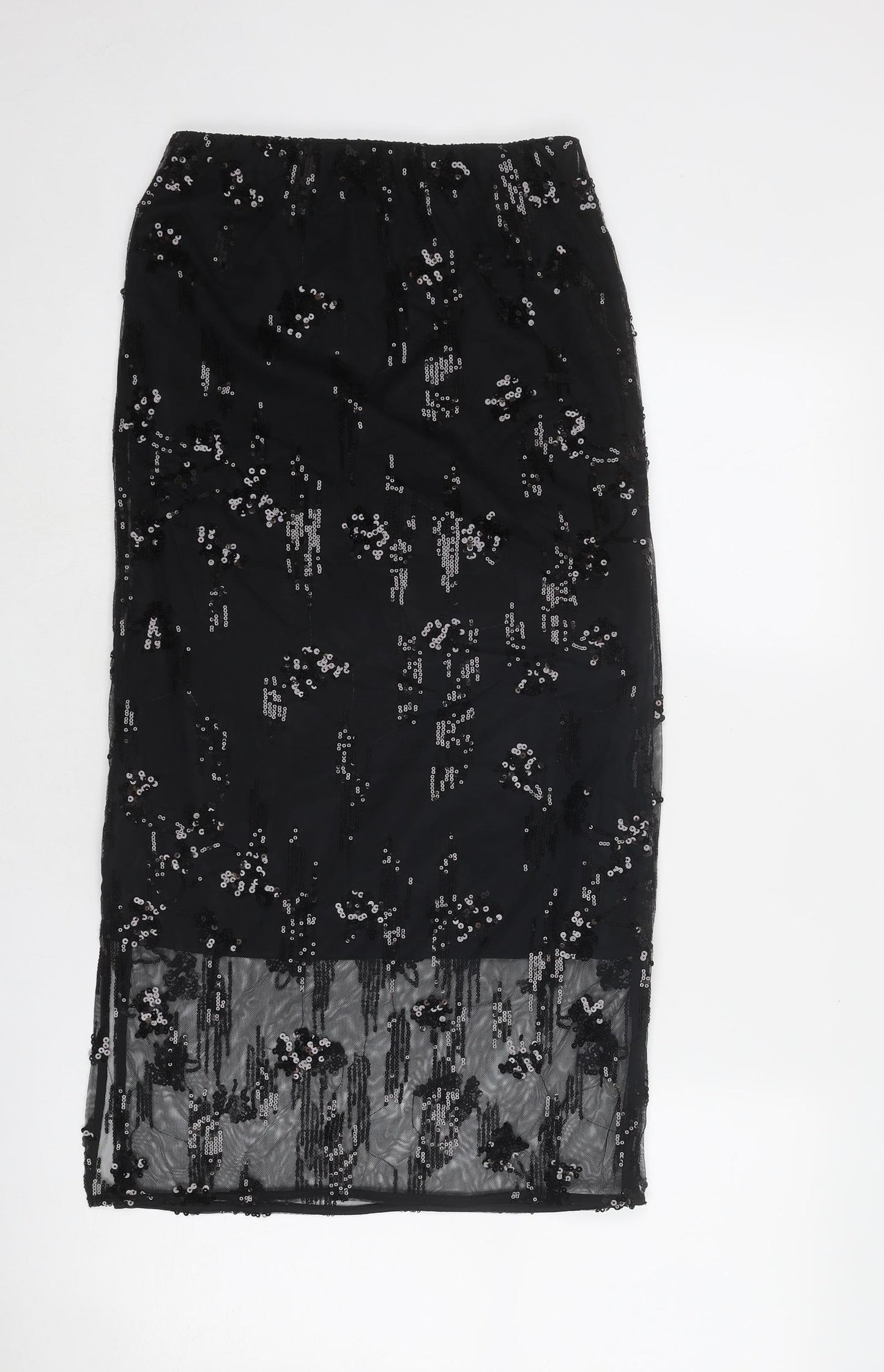 Marks and Spencer Womens Black Geometric Polyester A-Line Skirt Size 6