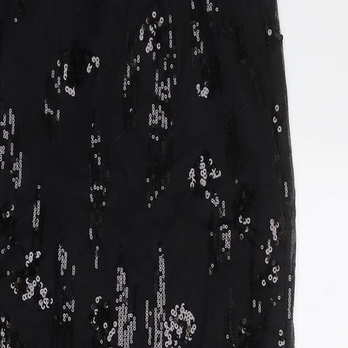 Marks and Spencer Womens Black Geometric Polyester A-Line Skirt Size 6