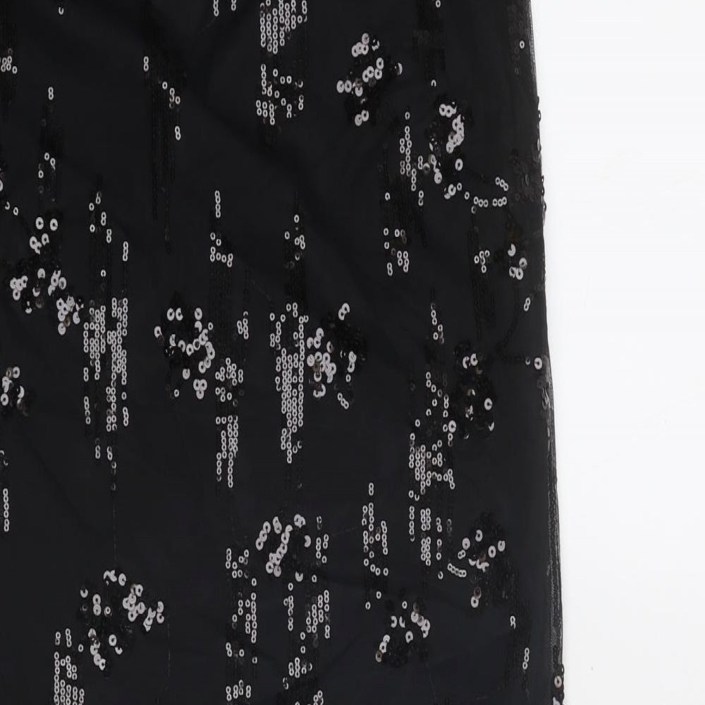 Marks and Spencer Womens Black Geometric Polyester A-Line Skirt Size 6