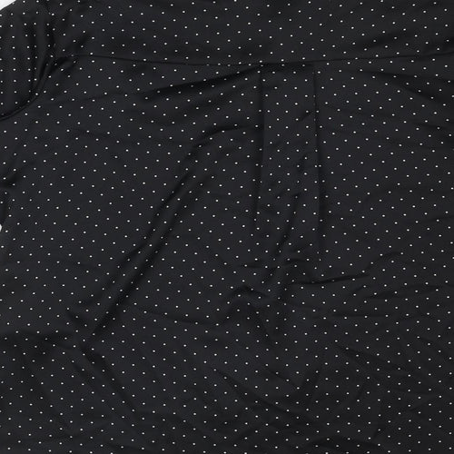 Marks and Spencer Womens Black Polka Dot Polyester Basic Button-Up Size 8 Collared