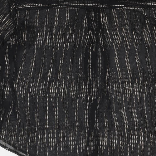 Marks and Spencer Womens Black Geometric Polyester Basic Button-Up Size 10 V-Neck