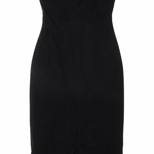 Marks and Spencer Womens Black Viscose Bodycon Size 12 Off the Shoulder Zip