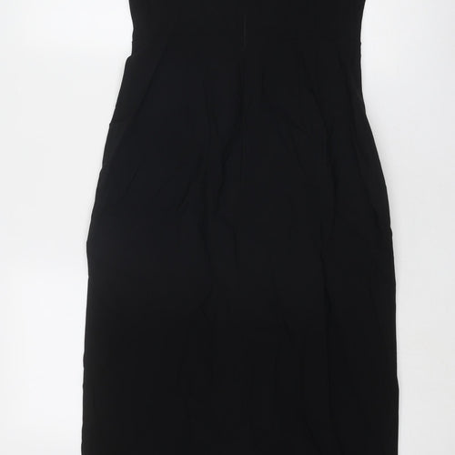 Marks and Spencer Womens Black Viscose Bodycon Size 12 Off the Shoulder Zip