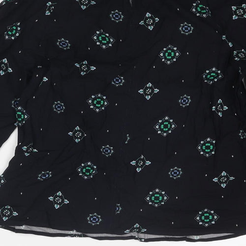 Marks and Spencer Womens Blue Geometric Viscose Basic Blouse Size 16 Round Neck