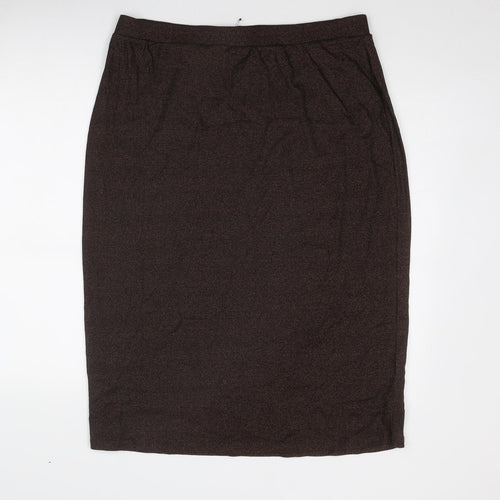 Marks and Spencer Womens Brown Cotton A-Line Skirt Size 18