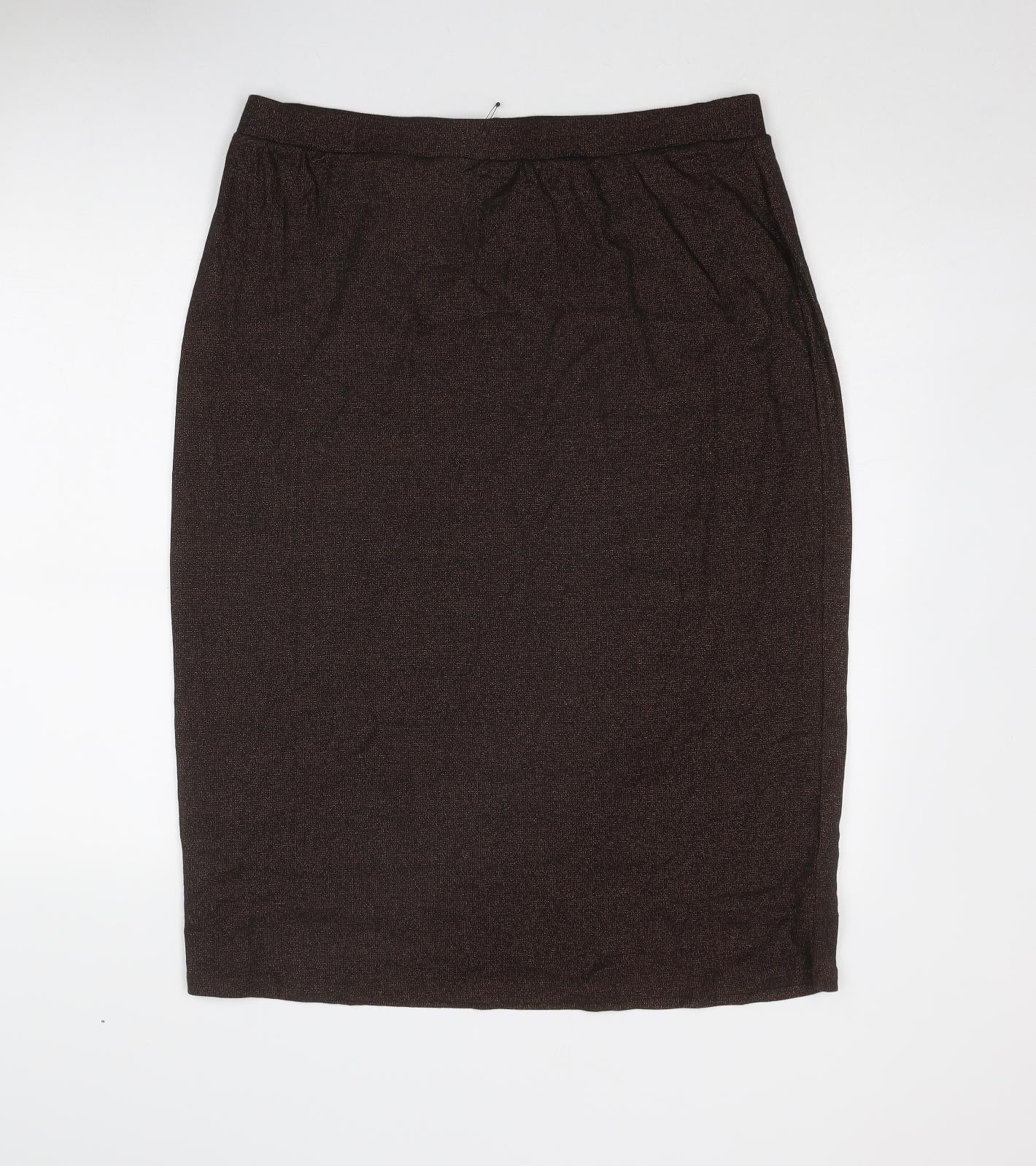 Marks and Spencer Womens Brown Cotton A-Line Skirt Size 18