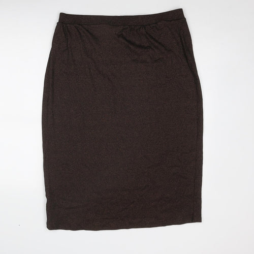 Marks and Spencer Womens Brown Cotton A-Line Skirt Size 18