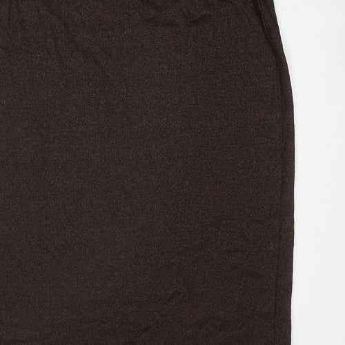 Marks and Spencer Womens Brown Cotton A-Line Skirt Size 18