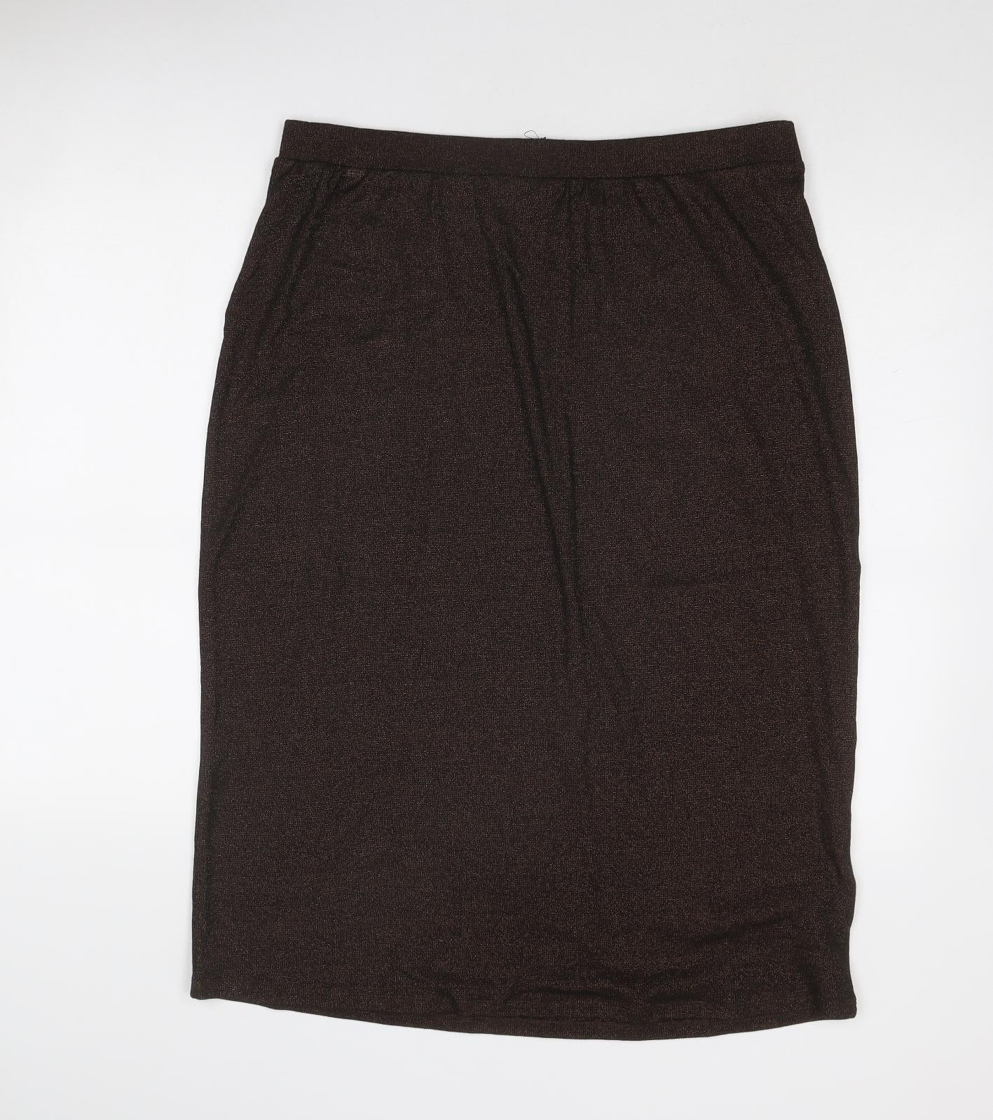 Marks and Spencer Womens Brown Cotton A-Line Skirt Size 18
