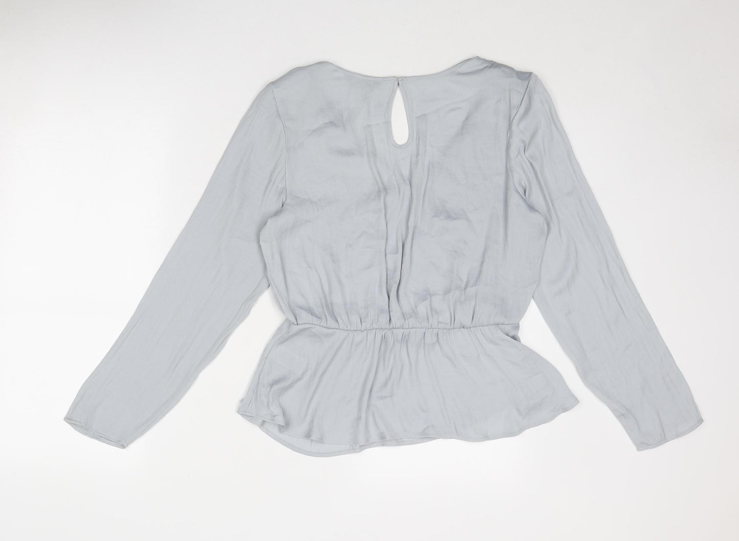 Marks and Spencer Womens Grey Polyester Basic Blouse Size 12 V-Neck