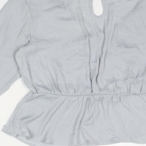 Marks and Spencer Womens Grey Polyester Basic Blouse Size 12 V-Neck