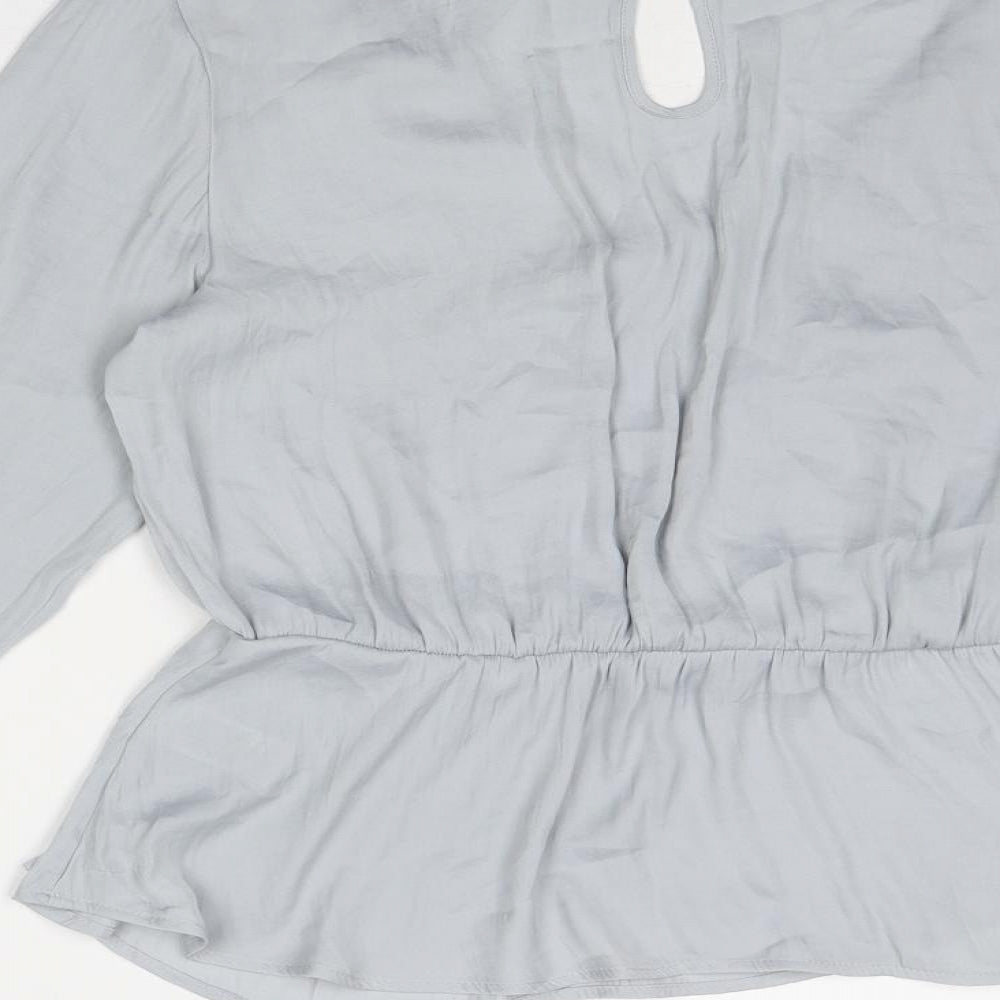 Marks and Spencer Womens Grey Polyester Basic Blouse Size 12 V-Neck