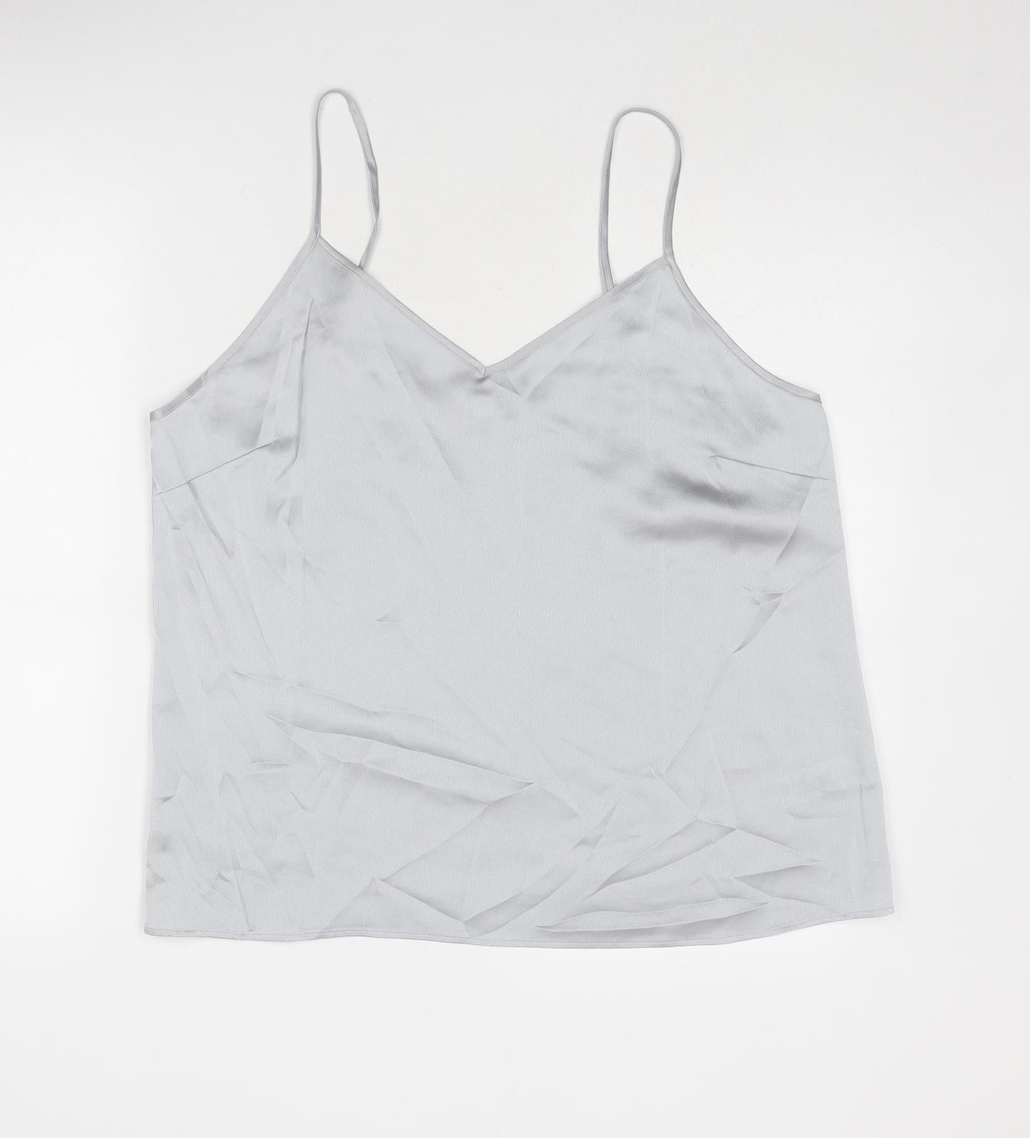 Marks and Spencer Womens Silver Polyester Camisole Tank Size 16 V-Neck