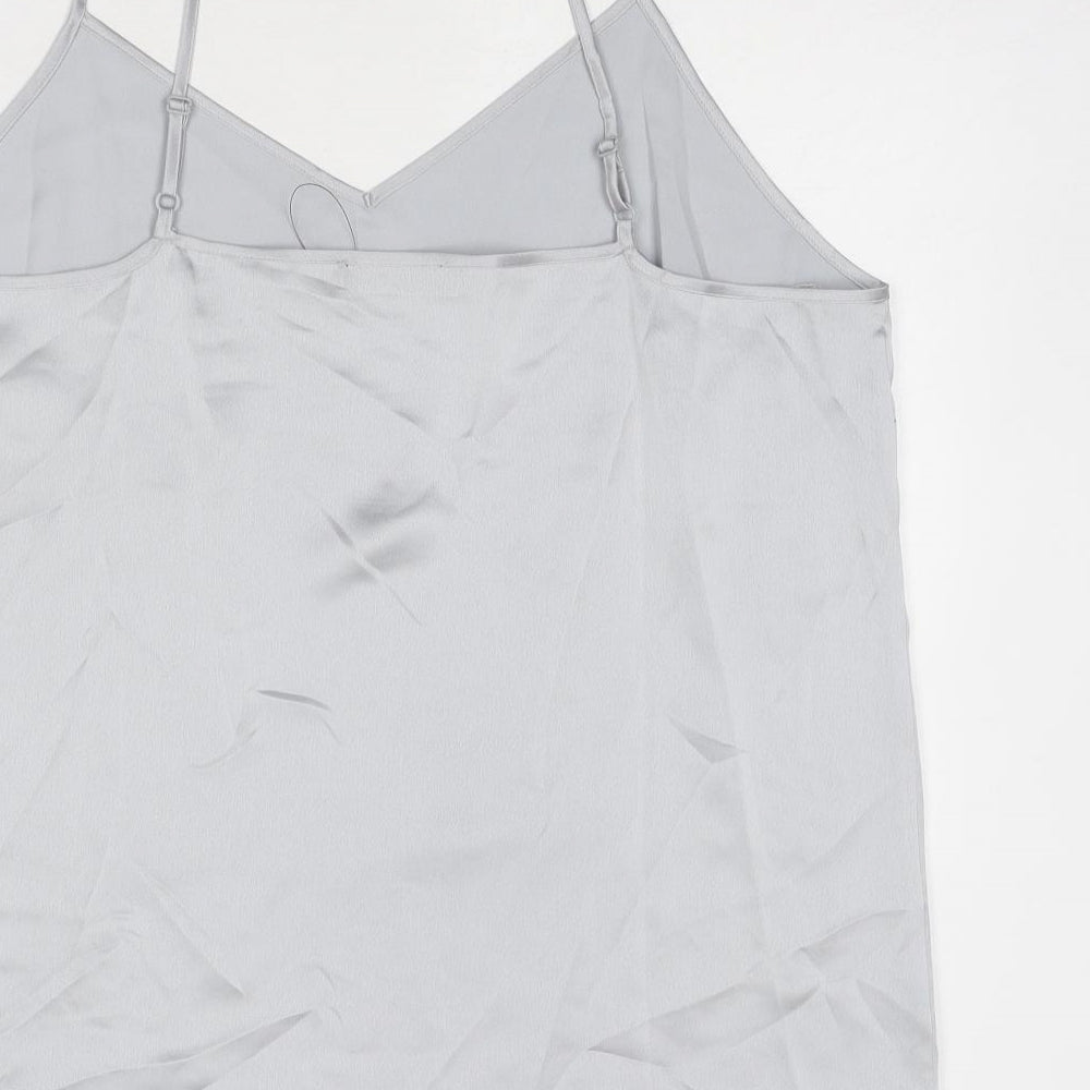Marks and Spencer Womens Silver Polyester Camisole Tank Size 16 V-Neck