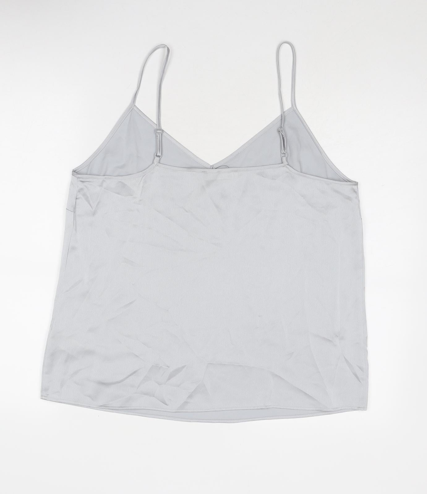 Marks and Spencer Womens Silver Polyester Camisole Tank Size 16 V-Neck