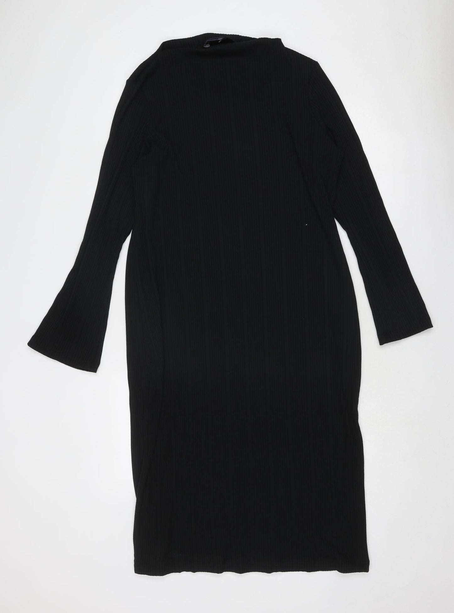 Marks and Spencer Womens Black Polyester A-Line Size 16 Cowl Neck Pullover