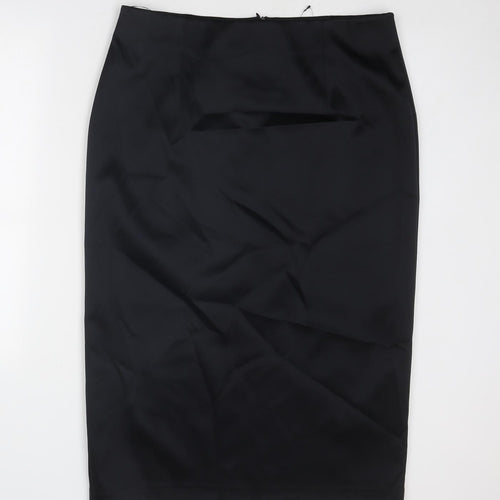 Marks and Spencer Womens Black Polyester A-Line Skirt Size 18 Zip