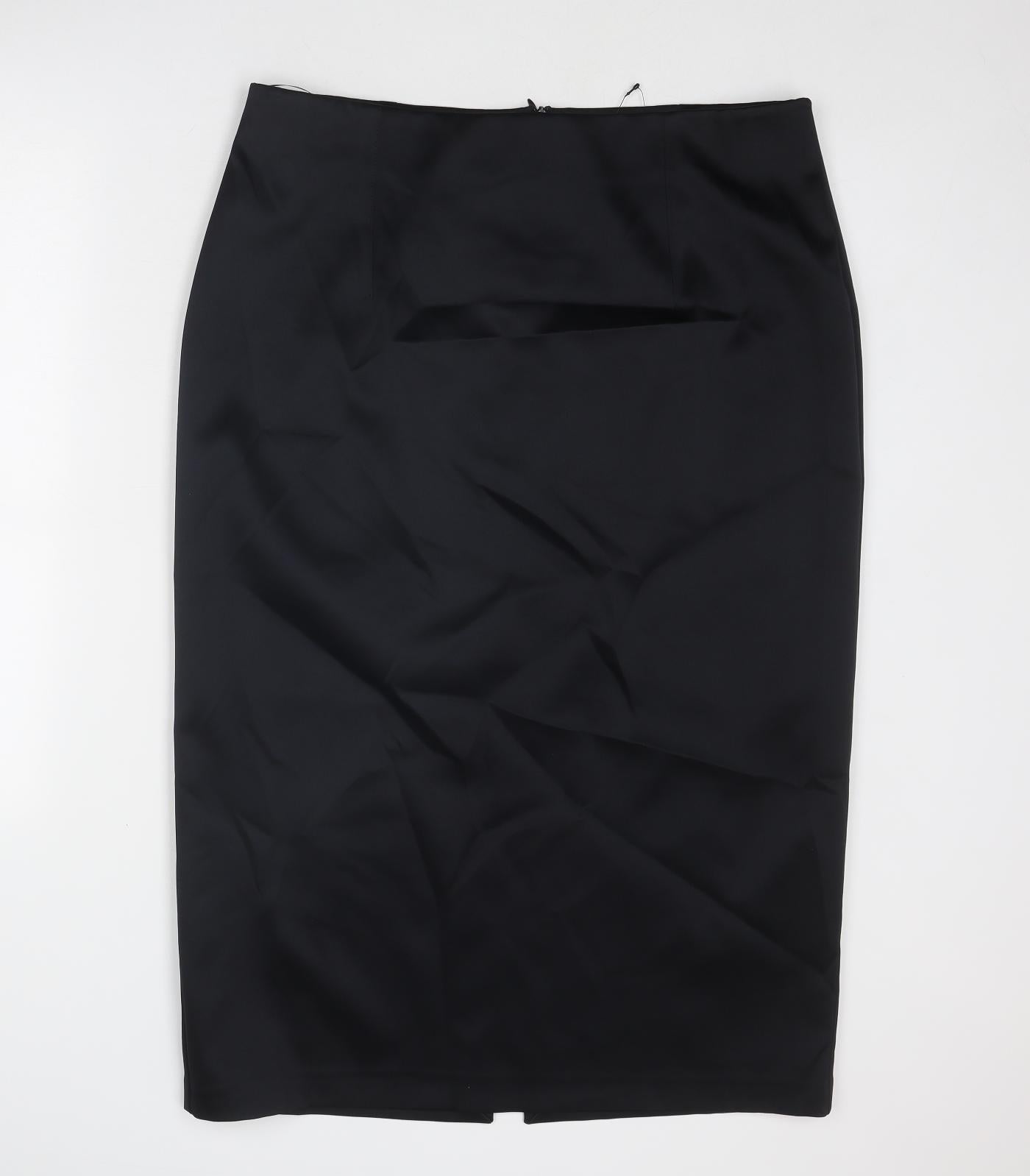 Marks and Spencer Womens Black Polyester A-Line Skirt Size 18 Zip