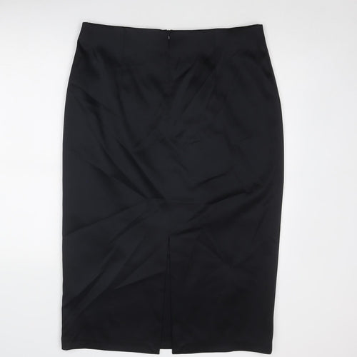 Marks and Spencer Womens Black Polyester A-Line Skirt Size 18 Zip