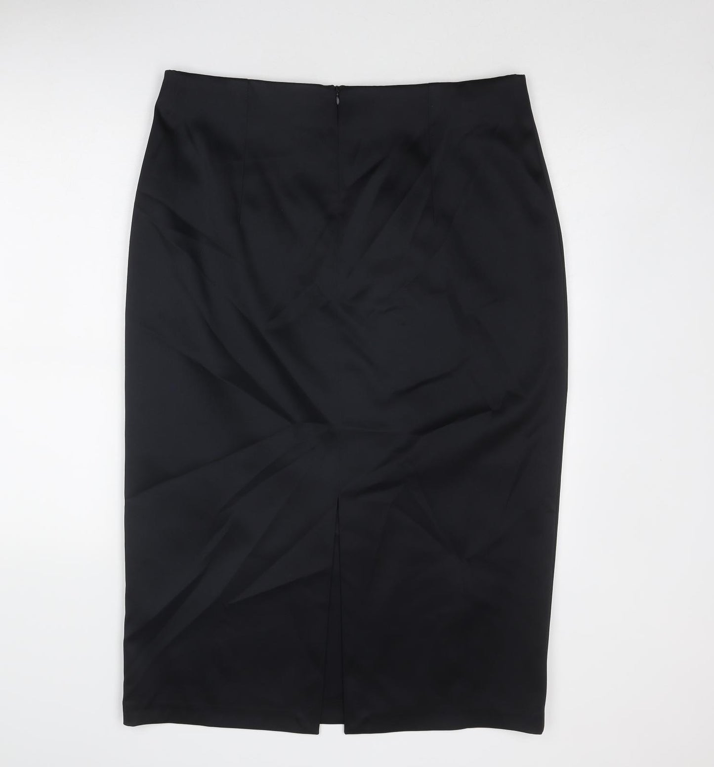 Marks and Spencer Womens Black Polyester A-Line Skirt Size 18 Zip