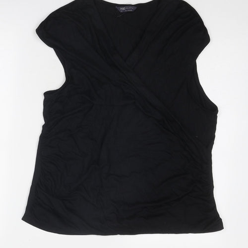Marks and Spencer Womens Black Modal Basic T-Shirt Size 20 Round Neck