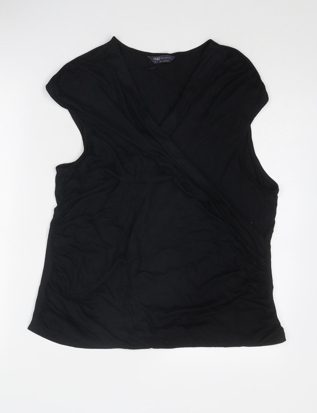 Marks and Spencer Womens Black Modal Basic T-Shirt Size 20 Round Neck