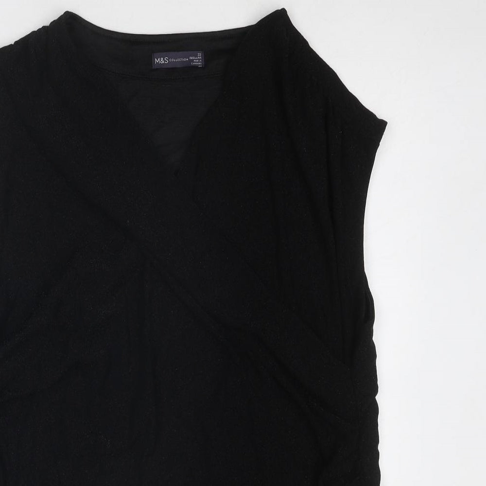 Marks and Spencer Womens Black Polyamide Basic Tank Size 22 V-Neck