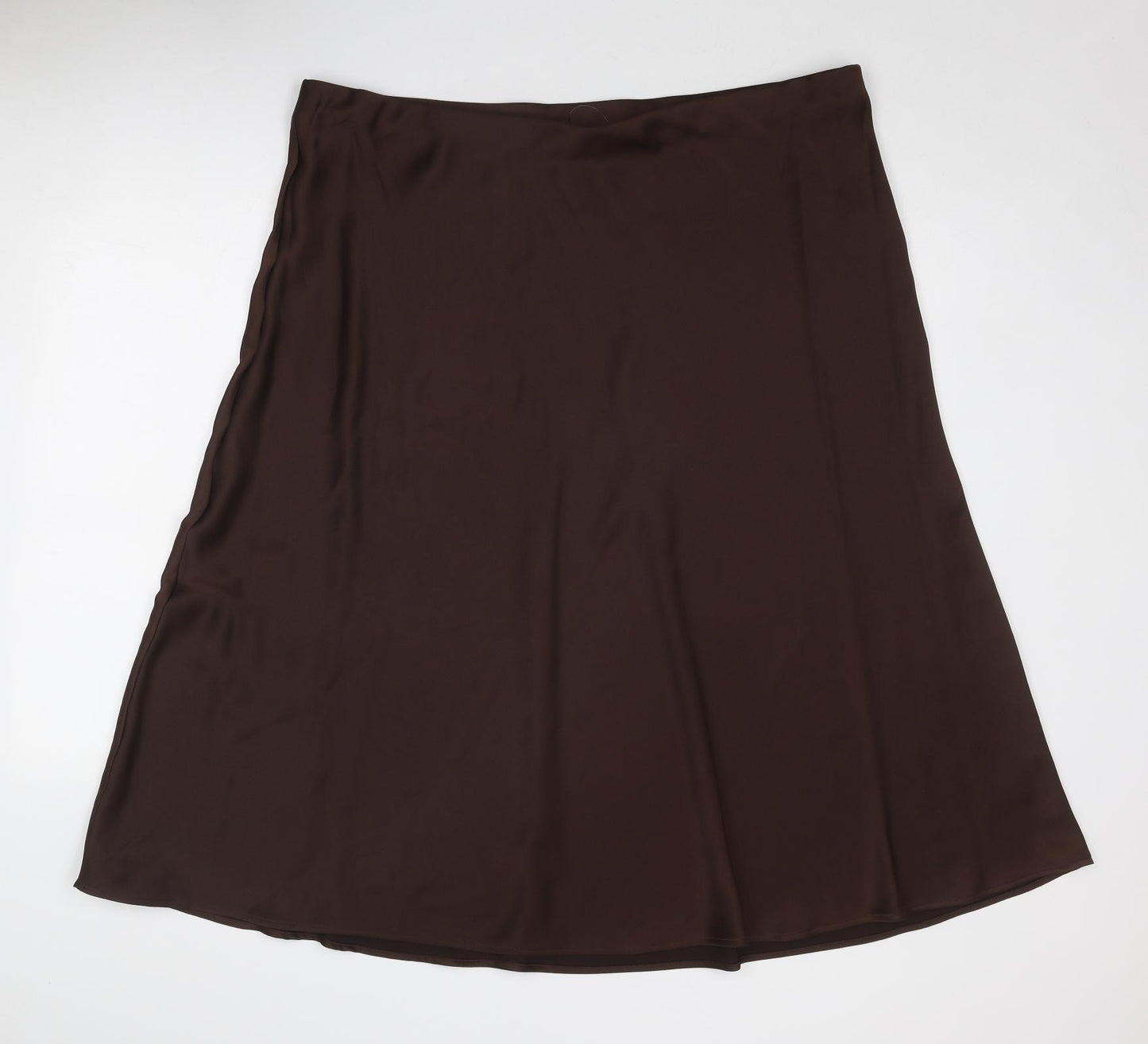 Marks and Spencer Womens Brown Polyester Swing Skirt Size 22